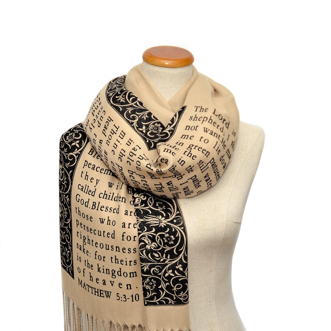 Universal Zone Christian Bible Verse Scarf (Psalm 23 and The Beatitudes)