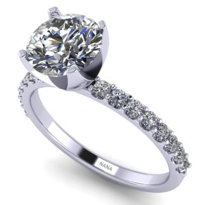 Sterling Silver 8.0mm (2ct) Round Cut Zirconia Solitaire Engagement Ring-Platinum Plated-Size 5.5