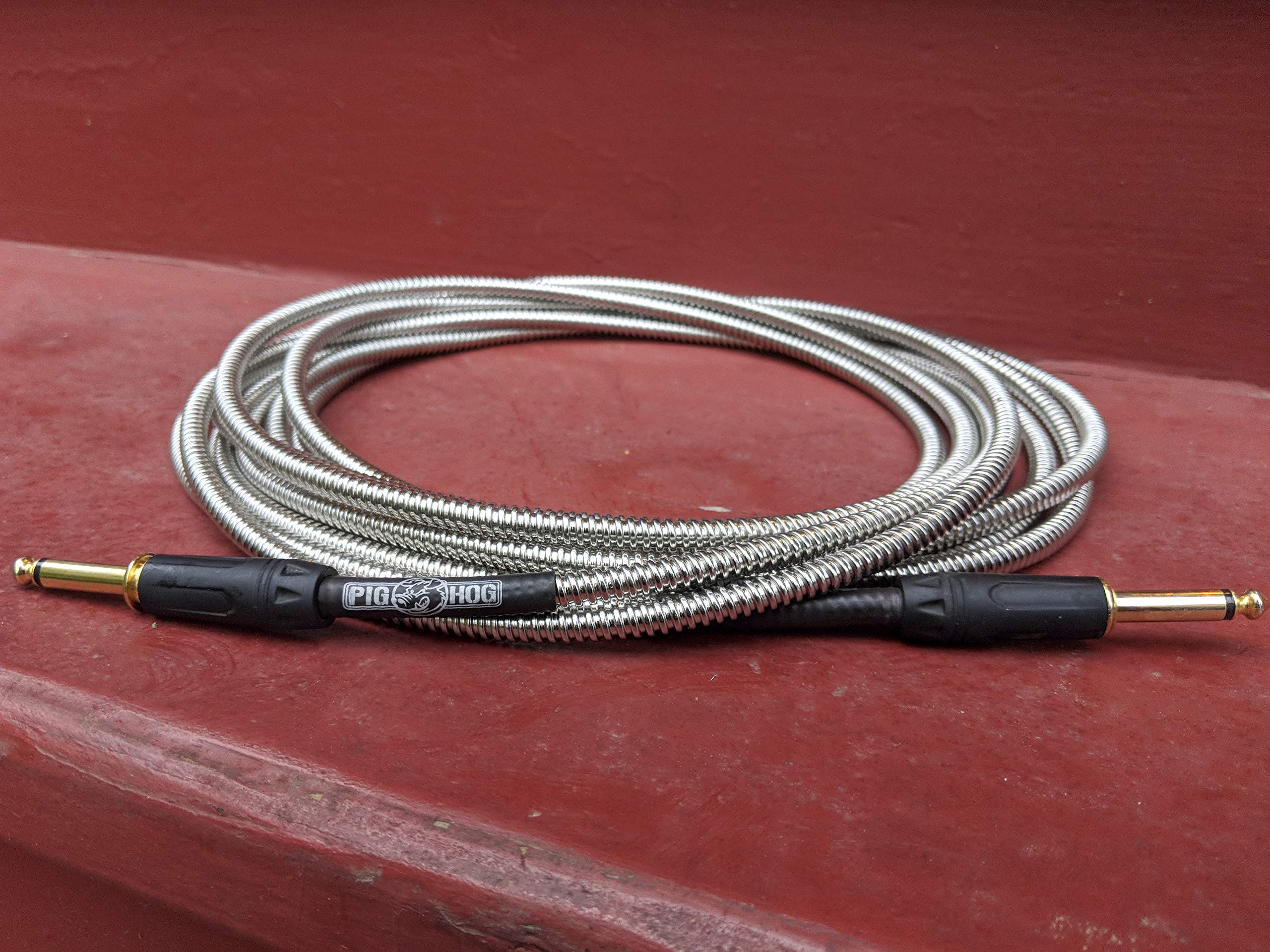 Pig Hog PHAC-20R Armor Clad Right-Angle 1/4" to 1/4" Guitar Instrument Cable, 20 Feet