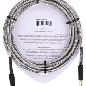 Pig Hog PHAC-20R Armor Clad Right-Angle 1/4" to 1/4" Guitar Instrument Cable, 20 Feet