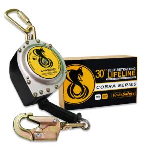 kwiksafety - charlotte, nc - cobra 30' self retracting lifeline [no tangle steel cable] class b srl ansi osha retractable fall arrest safety construction roofing ppe gear