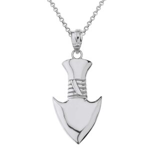 polished 925 sterling silver serrated arrowhead pendant necklace, 20"