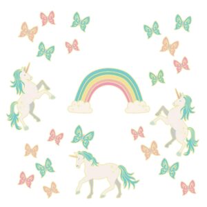 WallPops WPK3019 Enchanting Unicorns Glow in the Dark Wall Art Kit, Multicolor