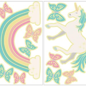 WallPops WPK3019 Enchanting Unicorns Glow in the Dark Wall Art Kit, Multicolor