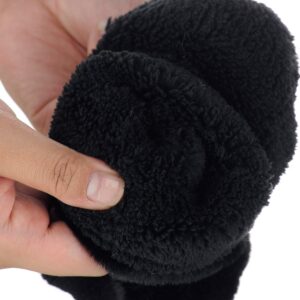 C.C Women's Faux Fur Wrist Length Fingerless Sherpa Lined Convertible Mittens Gloves-Black