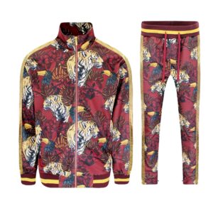 g-style usa men's royal floral tiger track suit st559 - burgundy -large