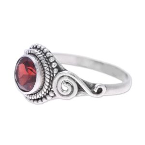 NOVICA Garnet .925 Sterling Silver Ring, Assam Allure'