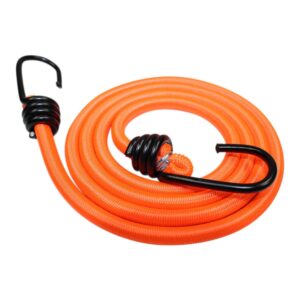 sgt knots - bungee cord with hooks | marine grade shock cord with 2 hooks - heavy duty elastic cord - bunjie cords strap - bungees for tie downs, camping, & cars (24 in - neon orange, 4pack)