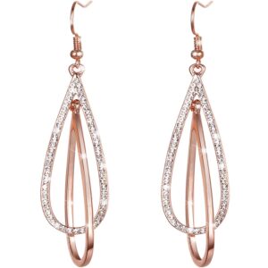 love&clover earrings for women dangling, crystal drop dangle earrings elliptical ring teardrop women wedding gift,rose gold