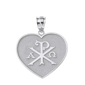 claddagh gold 925 sterling silver heart shaped chi rho alpha omega symbol pendant