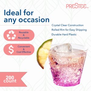 Prestee Small Clear Plastic Cup - 5 oz Plastic Cups - 200 Pack Small Plastic Cups - Hard Clear Cups - Clear Disposable Cups - Plastic Wine Cups - Plastic Cocktail Glasses - Plastic Drinking Cups