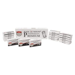 Black Widow Premium Double Edge Swedish Steel Premium Razor Blades for Safety and Straight Razors - (100 Count)