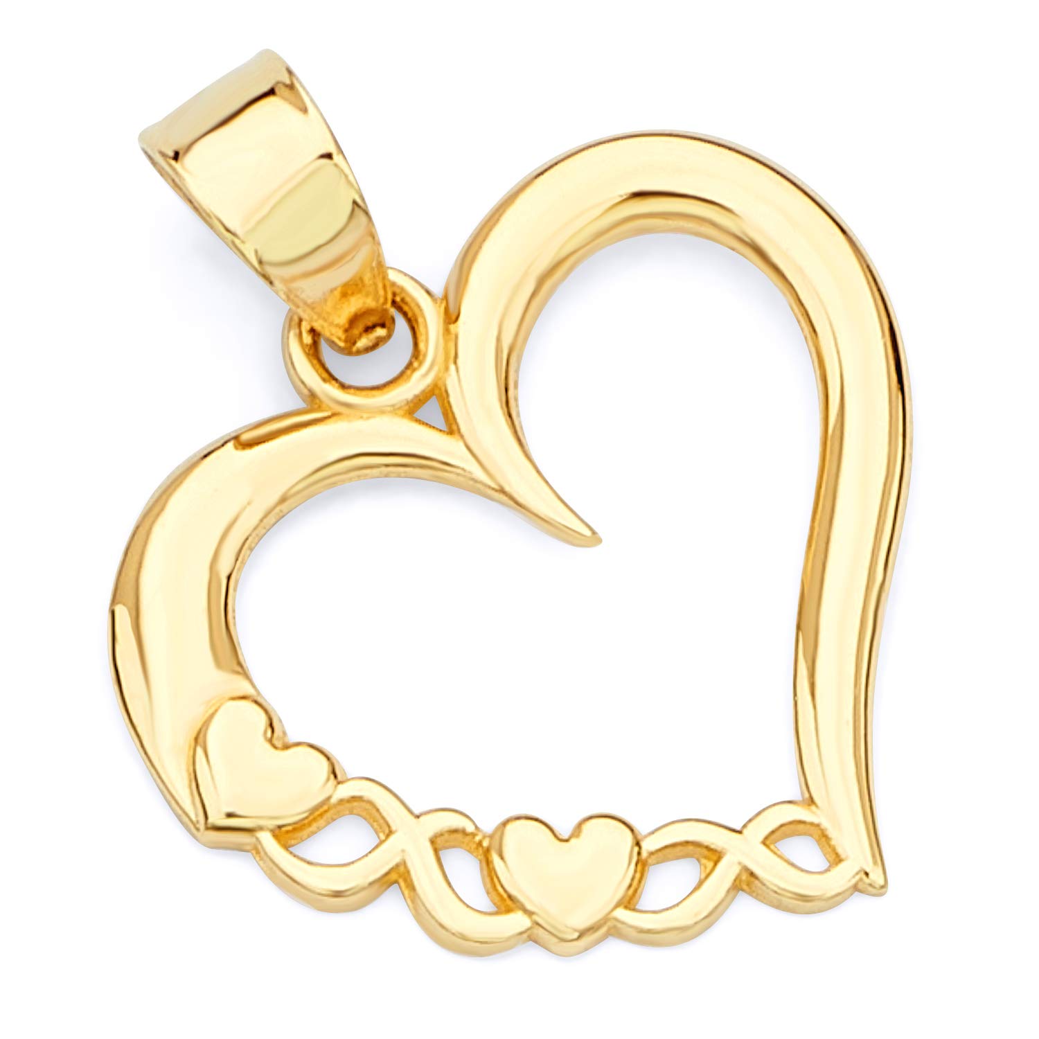 14k REAL Yellow Gold Heart Charm Pendant