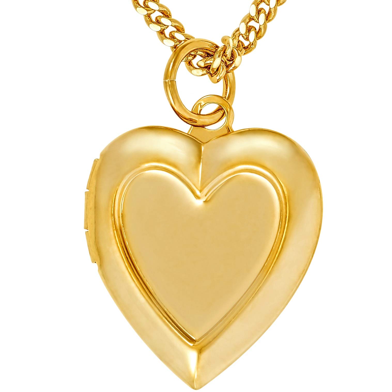 LIFETIME JEWELRY Inlaid Heart Locket Necklace for Women 24k Gold Plated