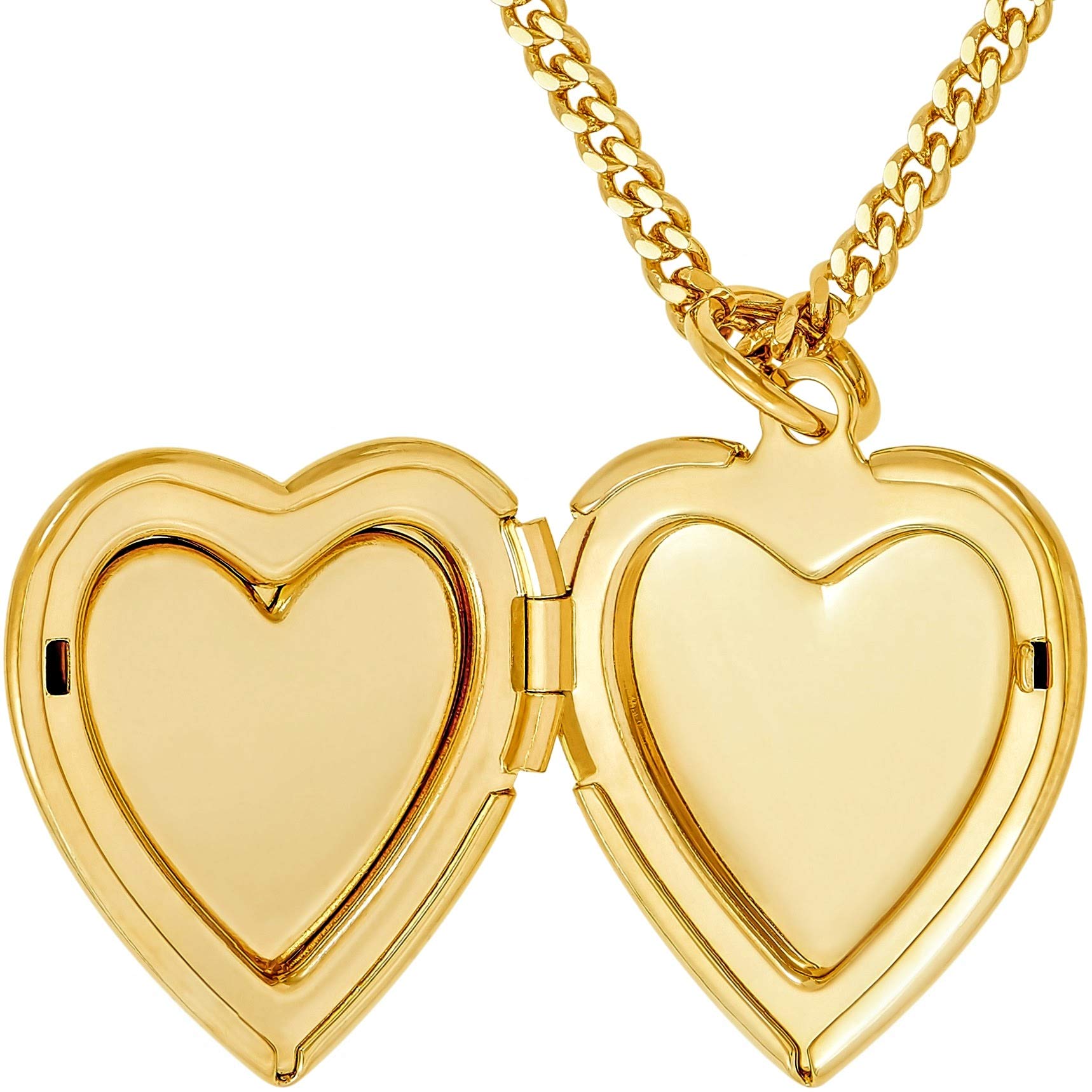 LIFETIME JEWELRY Inlaid Heart Locket Necklace for Women 24k Gold Plated