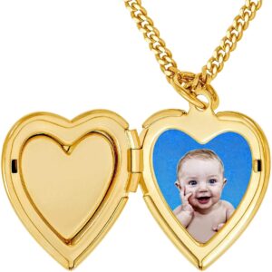 LIFETIME JEWELRY Inlaid Heart Locket Necklace for Women 24k Gold Plated