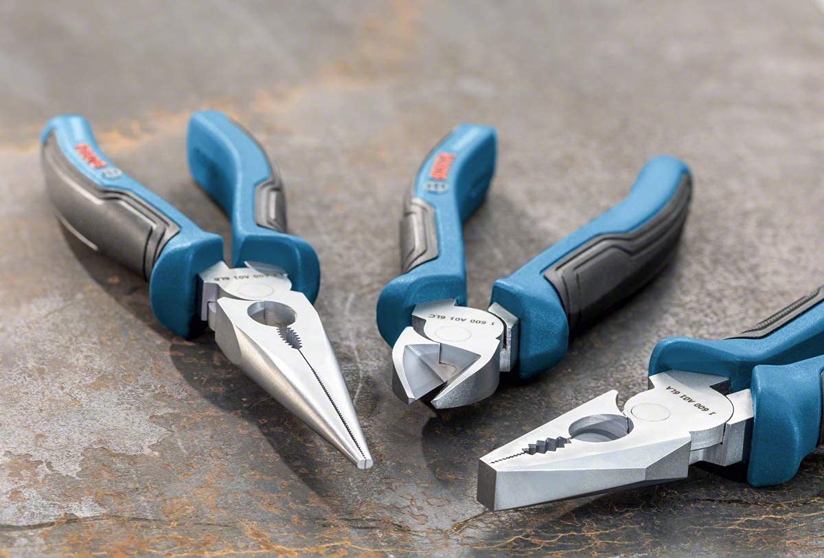 Bosch Professional Three-Part Pliers Set (Combination Pliers, Needle-Nose Pliers and Side Cutters, with L-BOXX Inlay)