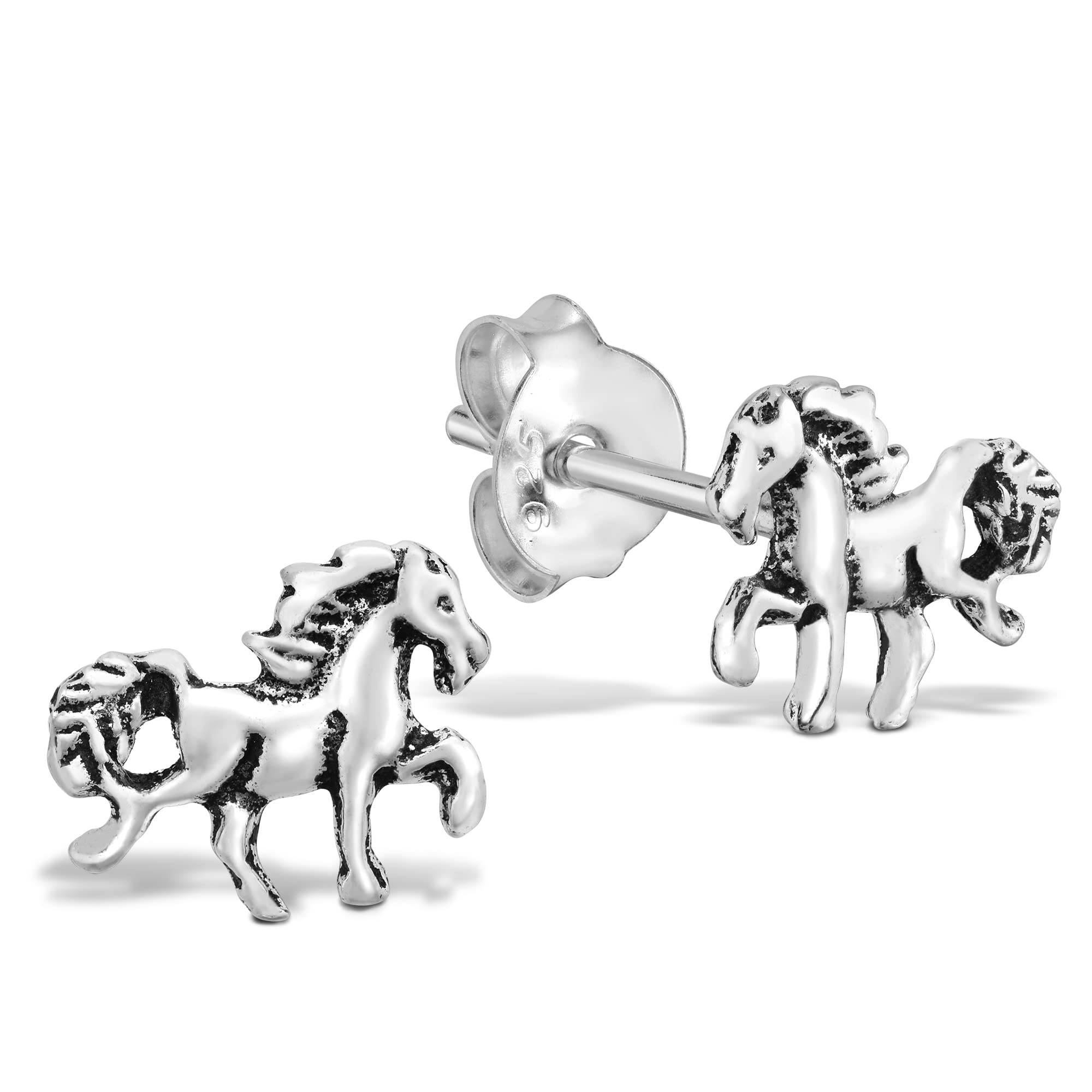 AeraVida Majestic Wild Stallion Horse Sterling Silver Stud Earrings