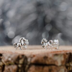 AeraVida Majestic Wild Stallion Horse Sterling Silver Stud Earrings