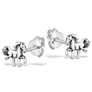 AeraVida Majestic Wild Stallion Horse Sterling Silver Stud Earrings