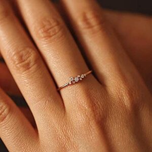 Simple 18k Gold plated Rings for Teen Girls White Studded Eternity Wedding Ring 925 Sterling Silver Plated Engagement Stackable Rings Women Fashion Jewelry Gift for her