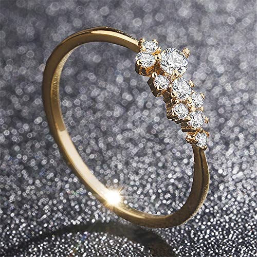 Simple 18k Gold plated Rings for Teen Girls White Studded Eternity Wedding Ring 925 Sterling Silver Plated Engagement Stackable Rings Women Fashion Jewelry Gift for her