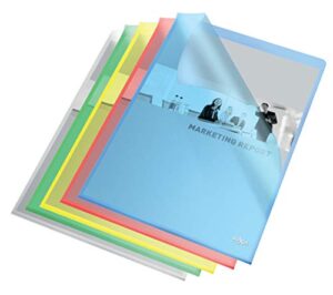 rexel quality a4 document folder, assorted colours, embossed, 115mic, cut flush, copy safe, pack of 25, 2115640