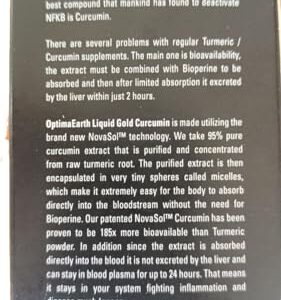 OptimaEarth Liquid Gold Curcumin with NovaSOL - Enhanced Absorption Turmeric Supplement - Supports Joint and Immune System Health - 185x More Bioavailable Than Traditional Curcumin Products