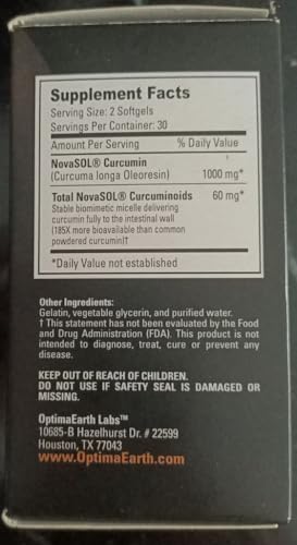 OptimaEarth Liquid Gold Curcumin with NovaSOL - Enhanced Absorption Turmeric Supplement - Supports Joint and Immune System Health - 185x More Bioavailable Than Traditional Curcumin Products