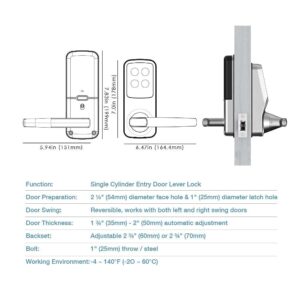 Lockly Secure Plus, Bluetooth Smart Lock, Keyless Entry Door Lock, PIN Genie® Keypad, 3D Biometric Fingerprint Sensor, Auto Lock - Satin Nickel (PGD628FSN) - Latch Edition