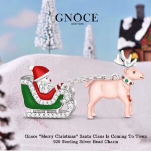 GNOCE Santa Claus Charm Sterling Silver Merry Christmas Santa Claus Is Coming to Town Charm fit for Bracelet/Necklace Jewelry Gift for Christmas New Year