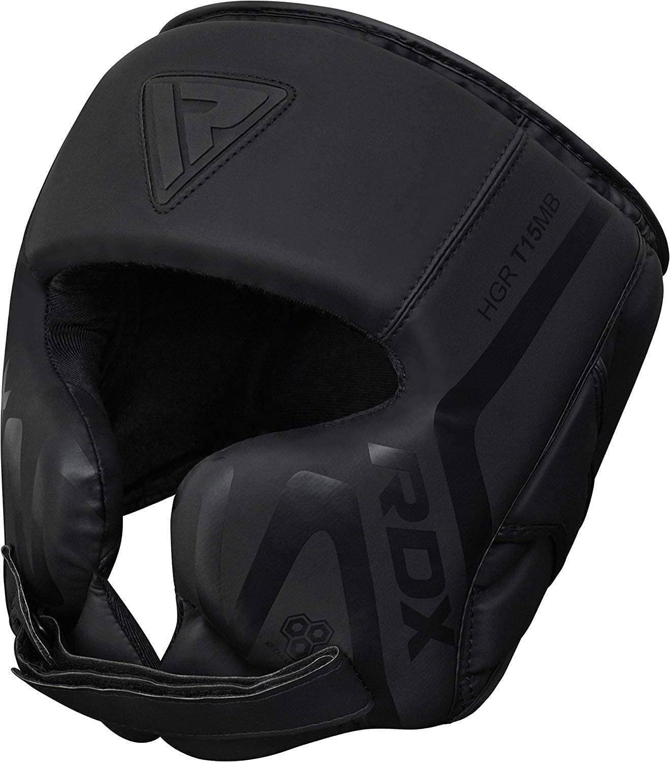 RDX Boxing Headgear Sparring Grappling, Maya Hide Leather, Head Gear for MMA Muay Thai Kickboxing Training, Multi Layered Padding, Taekwondo Martial Arts BJJ Wrestling Karate, Black