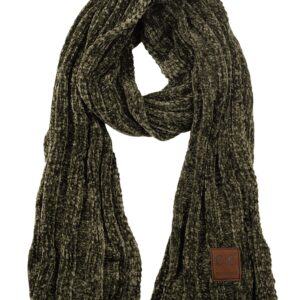 C.C Women's Ultra Soft Chenille Ribbed Thick Warm Knit Shawl Wrap Scarf-New Olive