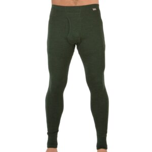 MERIWOOL Mens Base Layer 100% Merino Wool Thermal Pants Army Green