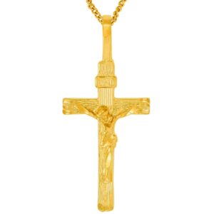 LIFETIME JEWELRY INRI Crucifix 24k Gold Plated Cross Necklace for Women and Men