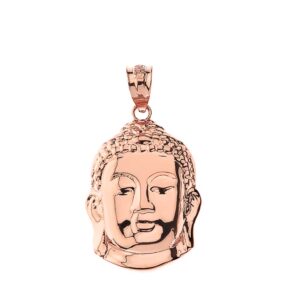 sideways crosses 10k rose gold buddha head zen yoga buddhism protection amulet pendant (1.0")