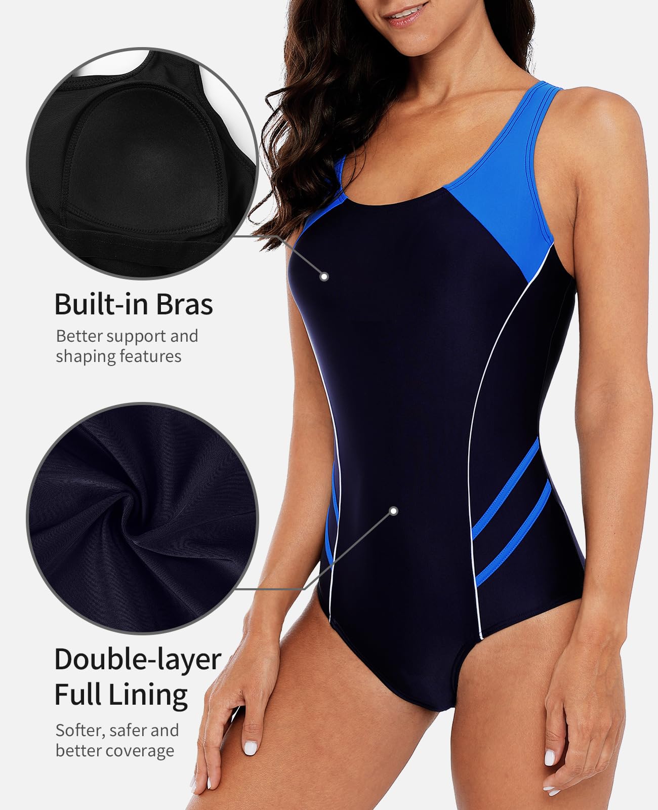 beautyin Sporty Swimsuits for Women Resistant Athletic Swimwear Swimming Suit L