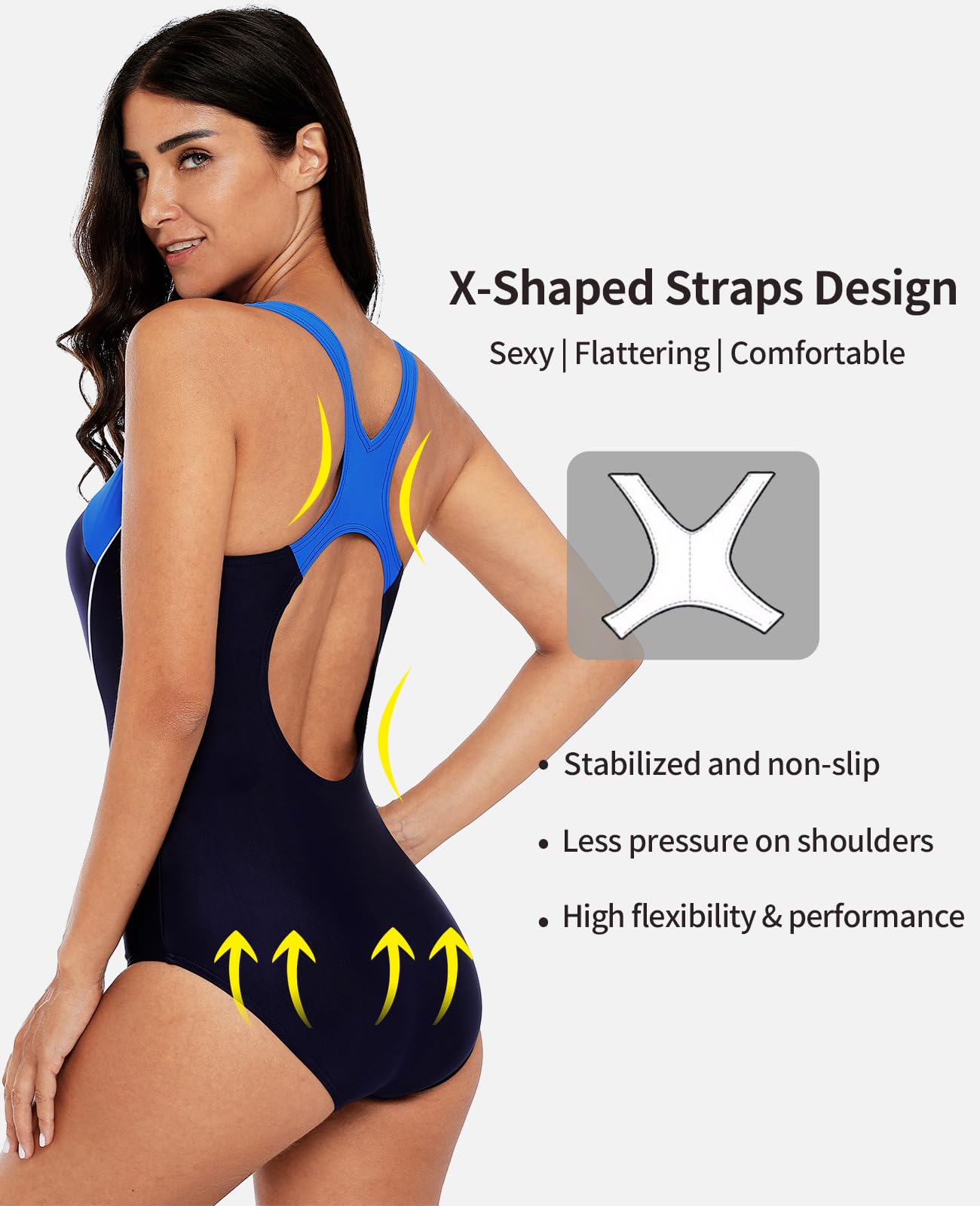 beautyin Sporty Swimsuits for Women Resistant Athletic Swimwear Swimming Suit L