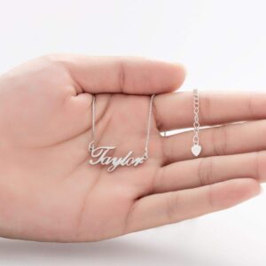 Lutilo 925 Sterling Sliver Custom Name Necklace Personalized Initial Necklaces Pendant Jewelry Gift for Her (Blessed)