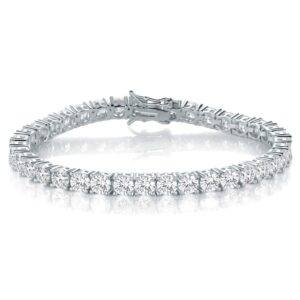 gemsme 18k white gold plated 4.0 round cubic zirconia classic tennis bracelet 7.5 inch for women