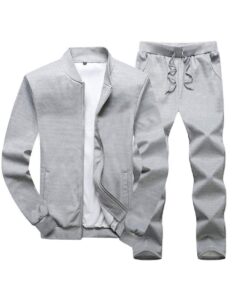 lavnis men's casual tracksuit long sleeve running jogging athletic sports set gray l