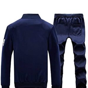 Lavnis Men's Casual Tracksuit Long Sleeve Running Jogging Athletic Sports Set Gray L