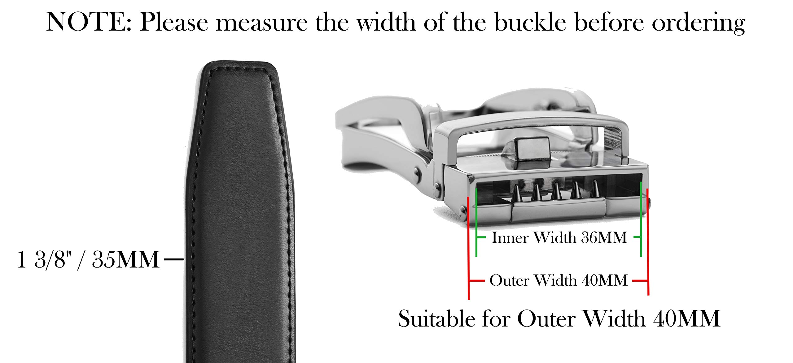 CHAOREN 40mm Ratchet Belt Buckle for 1 3/8 Slide Belt Strap, Click Buckle Adjustable Skeleton Shape