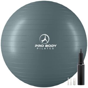 probody pilates ball yoga ball exercise ball, balance ball or pregnancy ball for stability, yoga ball chair, therapy ball workout ball or birthing ball for pregnancy (slate, 55 cm)