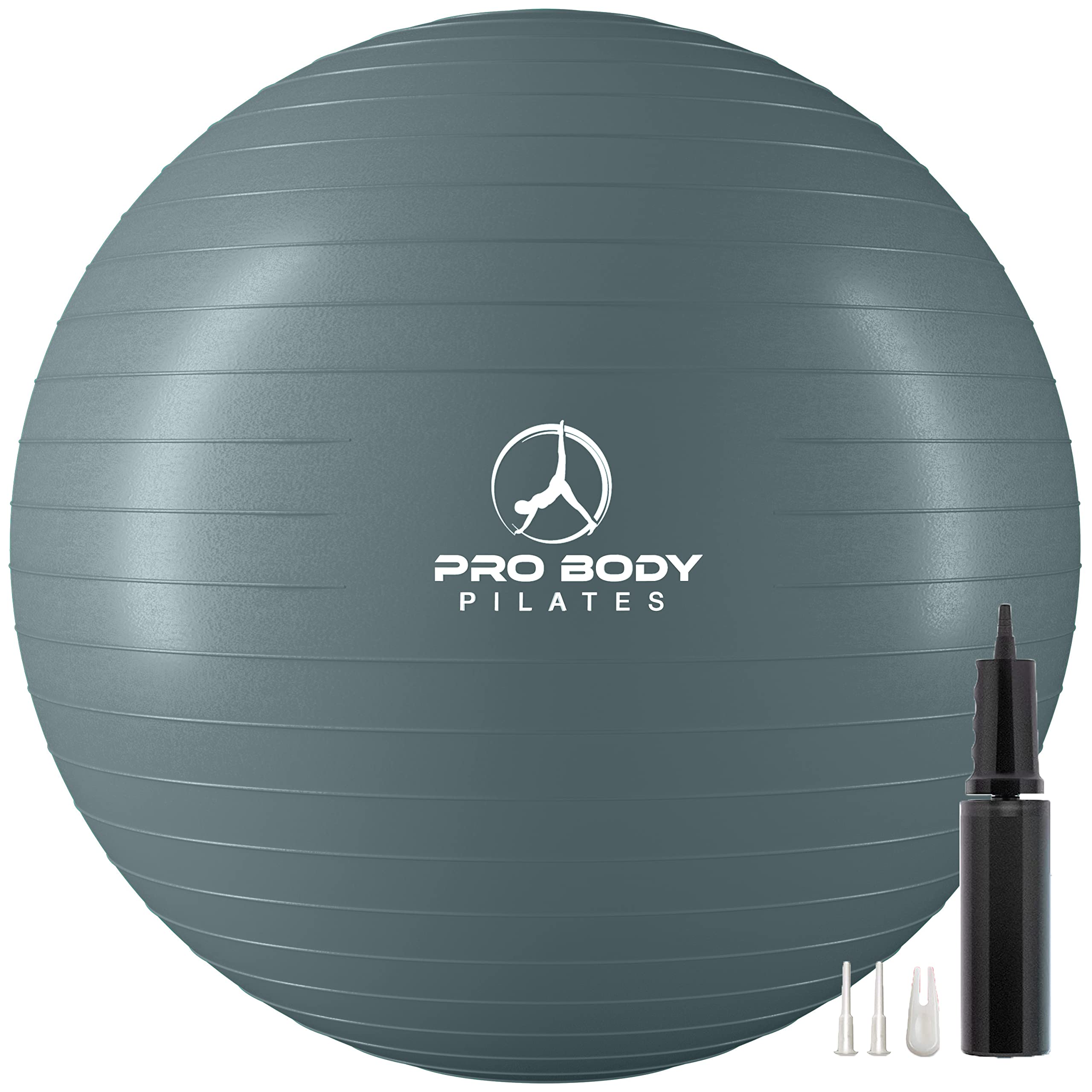 ProBody Pilates Ball Yoga Ball Exercise Ball, Balance Ball or Pregnancy Ball for Stability, Yoga Ball Chair, Therapy Ball Workout Ball or Birthing Ball for Pregnancy (Slate, 55 cm)