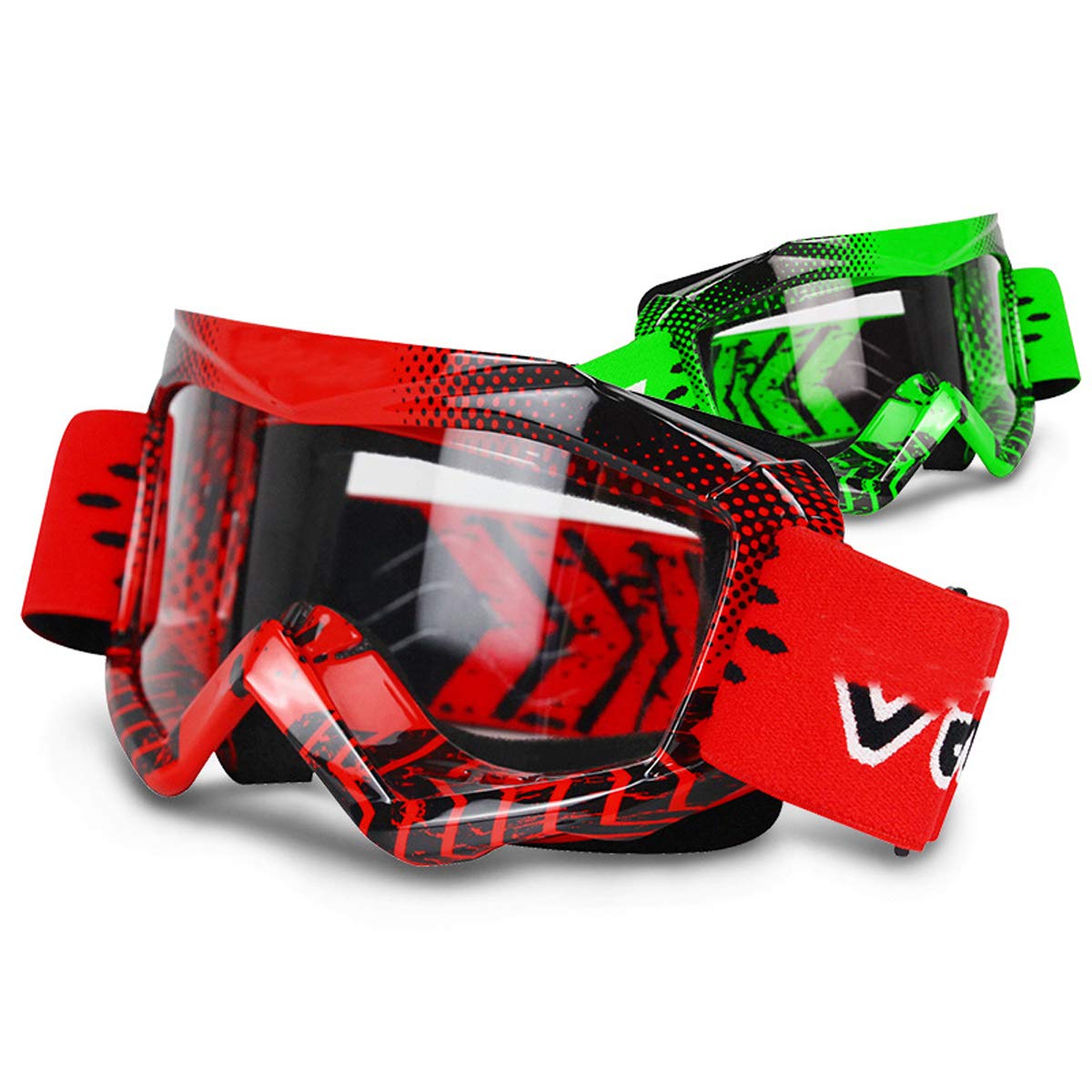 June Sports Motorbike Goggle Glasses Kids Teens Youth MotorCycle Goggles Cycling Clear Vision UV Protection Dust Wind Proof Motocross Dirtbike Racing Dirt Bike Goggle Children Green KG4