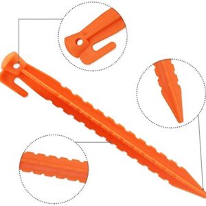 Camping Tent Stake Pegs / 8 Pack Outdoor Plastic Stakes for Christmas Holiday Decoration Bounce House Rain Tarps Outdoor Activities, Durable Plastic, Safety Orange-8.8inches