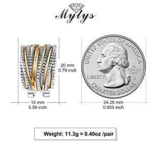 Mytys Two Tone Earrings for Women Gold and Silver Rose Gold Crossover Half Hoop Statement Designer Stud Earrings (style 1)