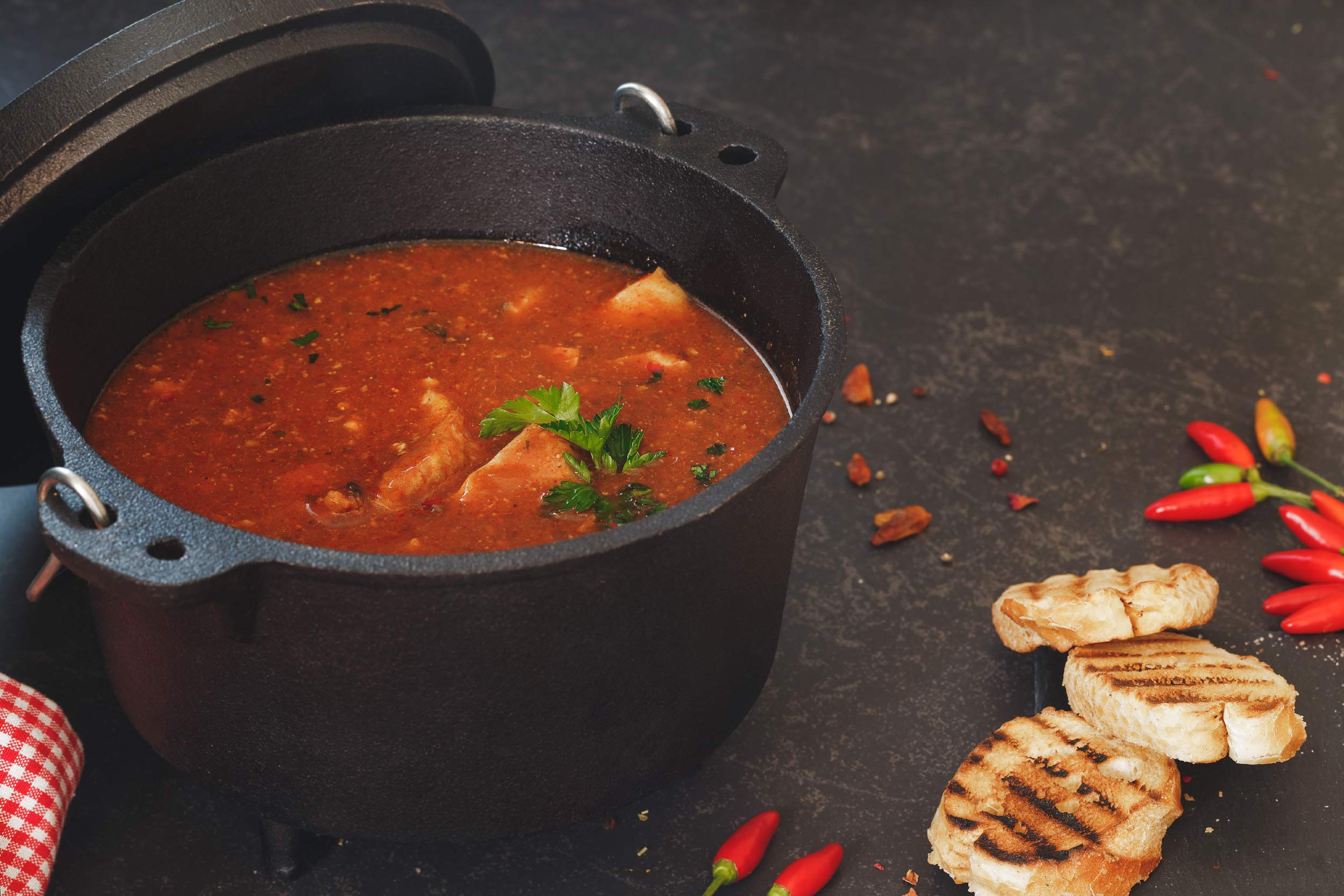 Pre-Seasoned Cast Iron Camp Dutch Oven, 4.1 qt, including Lid Lifter, Lid Stand and Silicone Handle Holders