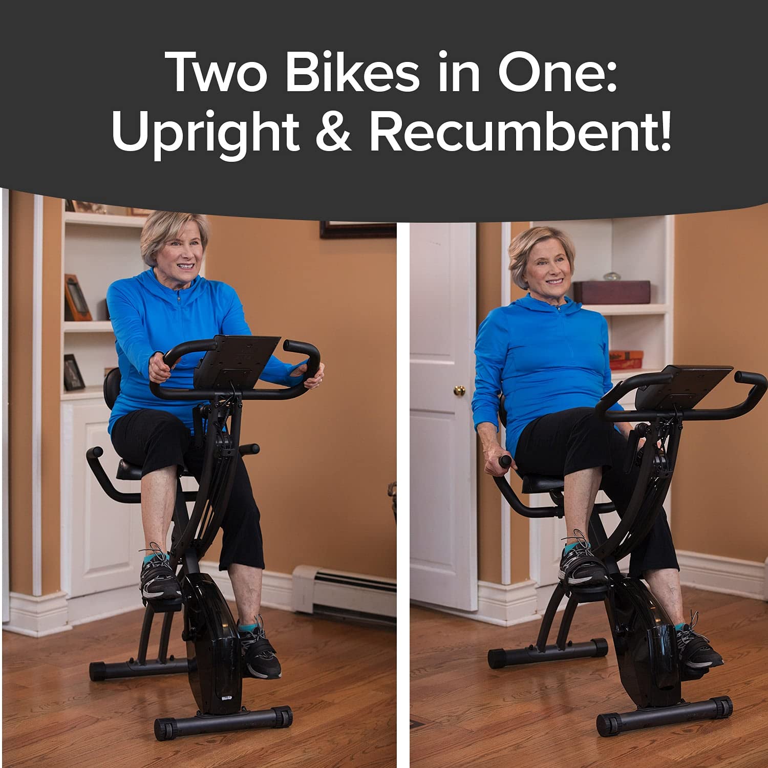 BulbHead As Seen On TV Slim Cycle Stationary Bike, Most Comfortable Exercise Machine, Thick, Extra-Wide Seat & Back Support Cushion, Recline or Upright Position, Twice The Results in Half The Time